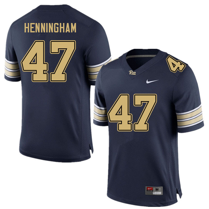 Men #47 Aydin Henningham Pitt Panthers College Football Jerseys Sale-Navy